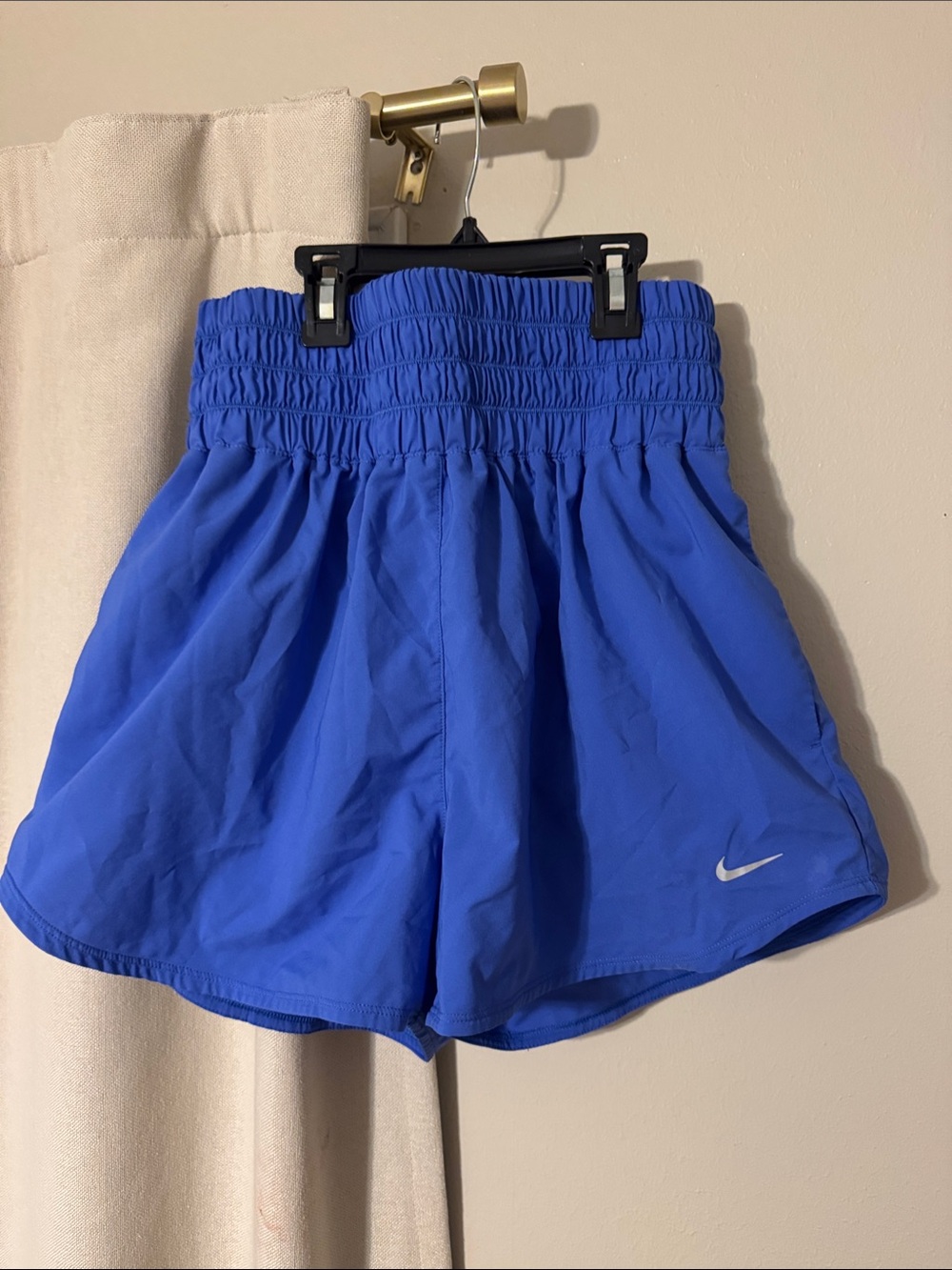 Women's Dri-FIT Ultra High-Waisted 3" Brief-Lined Shorts. Blue. Size large.